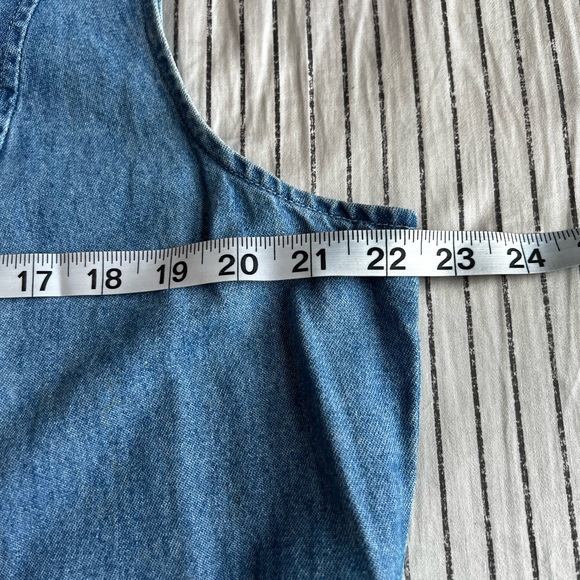 Denim Tank Sleeveless One Piece Romper Jumper Shorts Button Front Closure L/XL - Picture 6 of 11